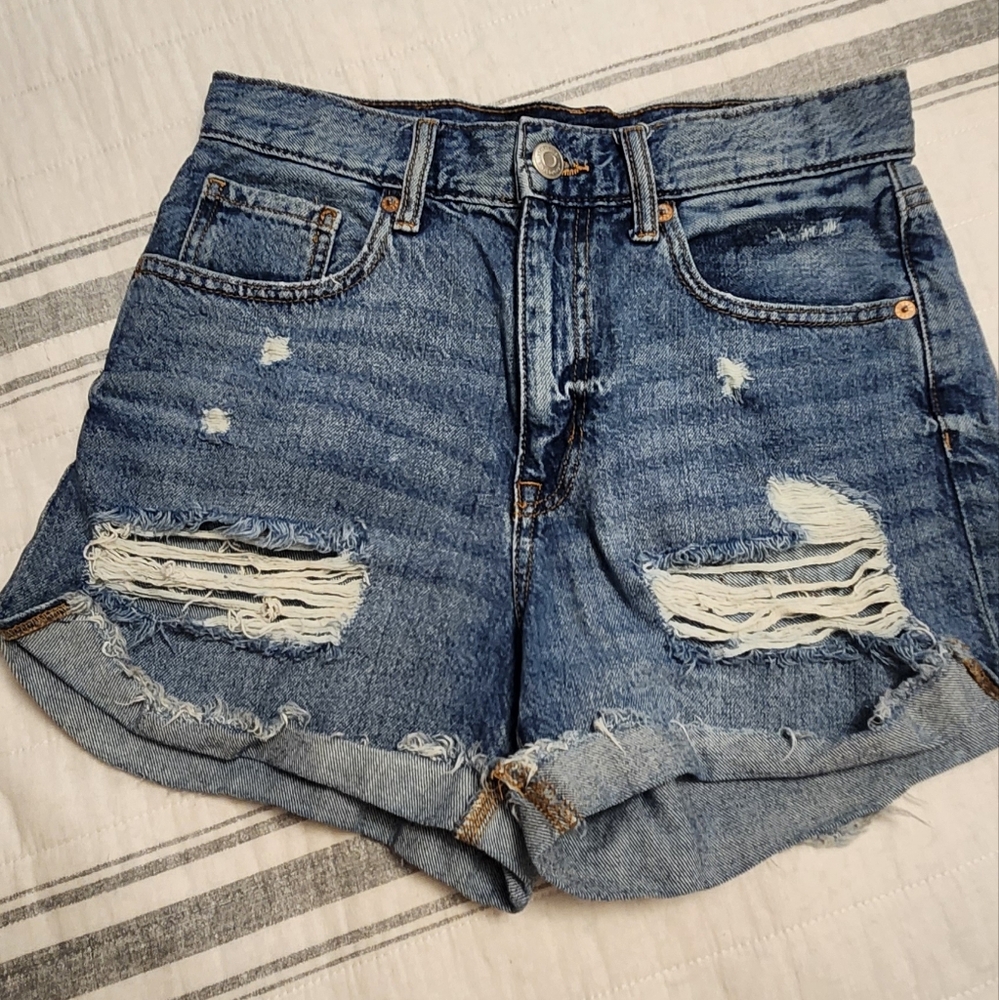 Aeropostale Ripped Blue Jean Shorts